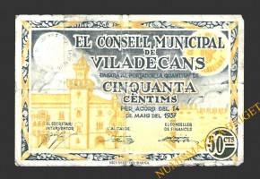 VILADECANS (Barcelona) 50 cèntims, 14 de maig del 1937