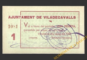 VILADECAVALLS (Barcelona) 1 pesseta, maig del 1937