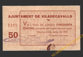 VILADECAVALLS (Barcelona) 50 cèntims, maig del 1937