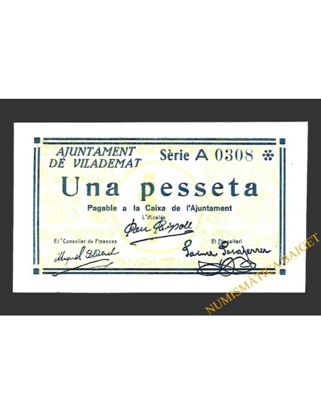 VILADEMAT (Girona) 1 pesseta, 1937