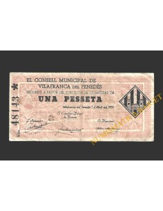 VILAFRANCA (Barcelona) 1 pesseta 1 d'abril del 1937