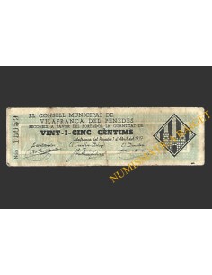 VILAFRANCA (Barcelona) 25 cèntims 1 d'abril del 1937