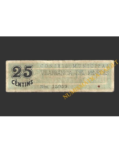 VILAFRANCA (Barcelona) 25 cèntims 1 d'abril del 1937