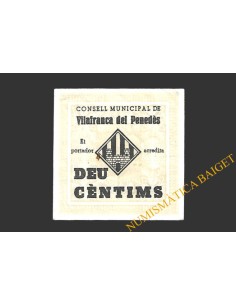 VILAFRANCA (Barcelona) 10 cèntims 20 d'octubre del 1937