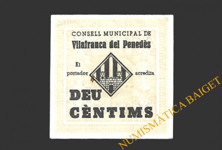 VILAFRANCA (Barcelona) 10 cèntims 20 d'octubre del 1937