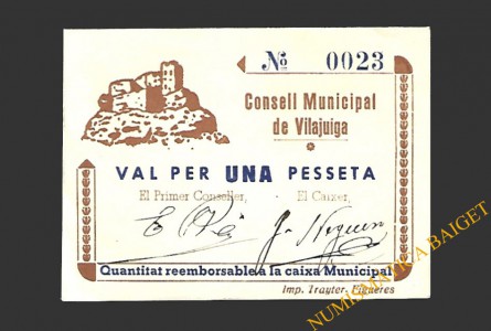 VILAJUIGA (Girona) 1 pesseta 1937