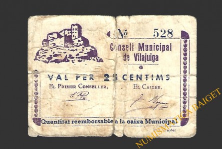 VILAJUIGA (Girona) 25 cèntims 1937