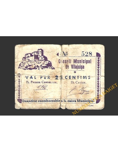 VILAJUIGA (Girona) 25 cèntims 1937