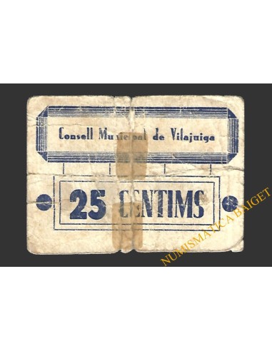 VILAJUIGA (Girona) 25 cèntims 1937