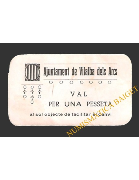 VILALBA DELS ARCS (Tarragona) 1 pesseta 1937