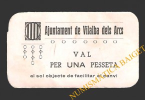 VILALBA DELS ARCS (Tarragona) 1 pesseta 1937
