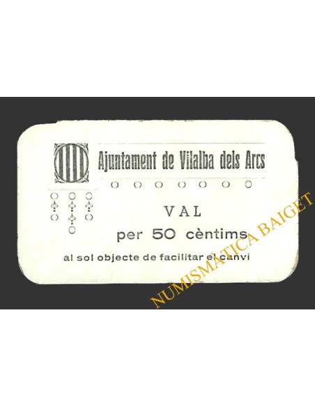 VILALBA DELS ARCS (Tarragona) 50 cèntims 1937