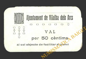 VILALBA DELS ARCS (Tarragona) 50 cèntims 1937