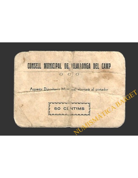 VILALLONGA DEL CAMP (Tarragona) 50 cèntims 1937