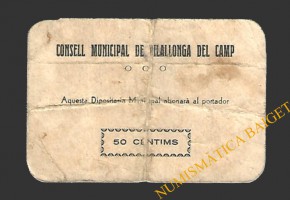 VILALLONGA DEL CAMP (Tarragona) 50 cèntims 1937