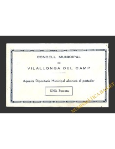 VILALLONGA DEL CAMP (Tarragona) 1 pesseta 1937