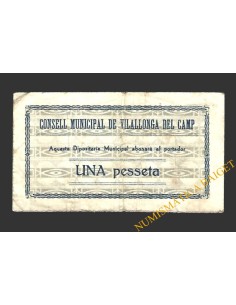 VILALLONGA DEL CAMP (Tarragona) 1 pesseta 1937 (2ª emissió)