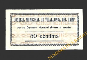 VILALLONGA DEL CAMP (Tarragona)  50 cèntims 1937 