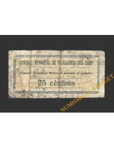 VILALLONGA DEL CAMP (Tarragona)  25 cèntims 1937 