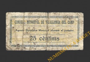 VILALLONGA DEL CAMP (Tarragona)  25 cèntims 1937 