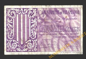 VILAMAJOR (Barcelona)  50 cèntims 10 de setembre del 1937 