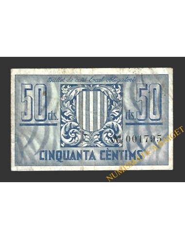 VILAMAJOR (Barcelona)  50 cèntims 10 de setembre del 1937 