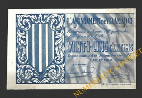 VILAMAJOR (Barcelona)  25 cèntims 10 de setembre del 1937 