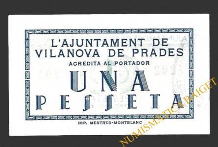 VILANOVA DE PRADES (Tarragona) 1 pesseta 1937 
