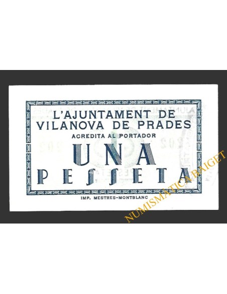VILANOVA DE PRADES (Tarragona) 1 pesseta 1937 