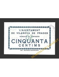 VILANOVA DE PRADES (Tarragona) 50 cèntims 1937 