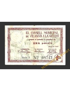 VILANOVA I LA GELTRÚ (Barcelona) 1 pesseta maig del 1937 