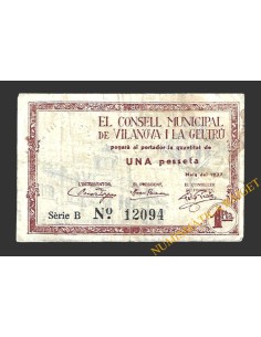 VILANOVA I LA GELTRÚ (Barcelona) 1 pesseta maig del 1937 
