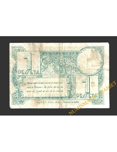 VILANOVA I LA GELTRÚ (Barcelona) 1 pesseta maig del 1937 