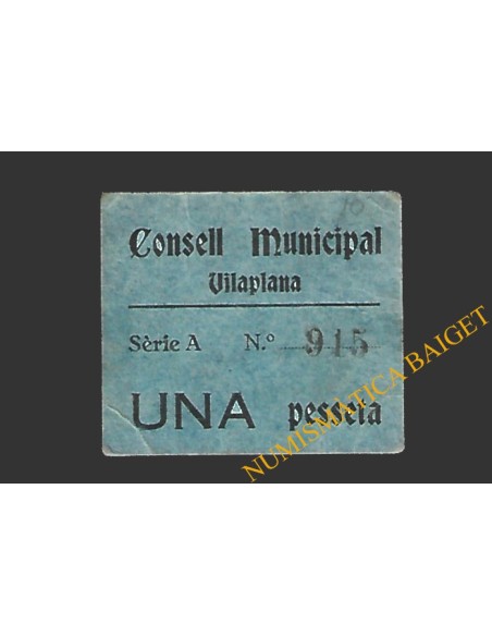 VILAPLANA (Tarragona) 1 pesseta 1937 