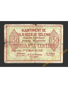 VILA-SECA DE SOLCINA (Tarragona) 50 cèntims 1 d'abril del 1937