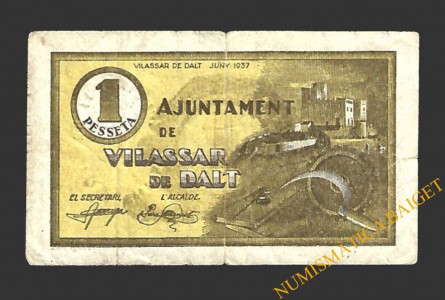 VILASSAR DE DALT (Barcelona) 1 pesseta juny del 1937