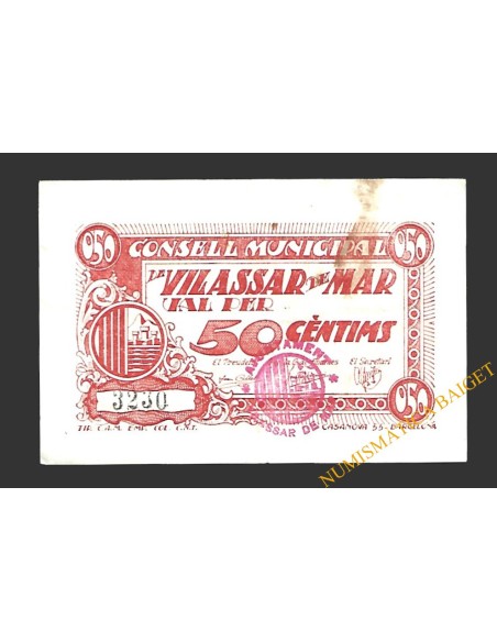 VILASSAR DE MAR (Barcelona) 50 cèntims 1937