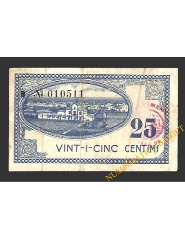 VILASSAR DE MAR (Barcelona) 25 cèntims 10 de setembre del 1937