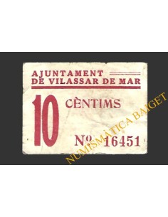 VILASSAR DE MAR (Barcelona) 10 cèntims 14 de desembre del 1937