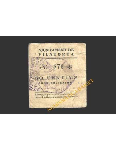 VILATORTA (Barcelona) 50 cèntims 1937