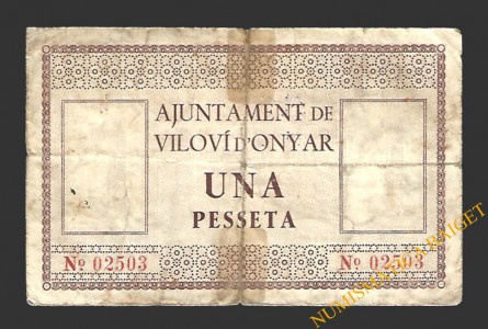 VILOVÍ D'ONYAR (Girona) 1 pesseta 1 de juny del 1937