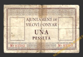 VILOVÍ D'ONYAR (Girona) 1 pesseta 1 de juny del 1937