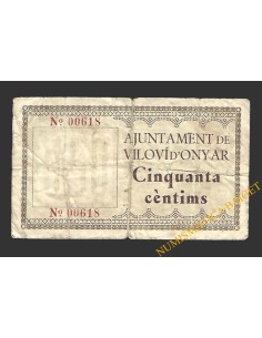 VILOVÍ D'ONYAR (Girona) 50 cèntims 1 de juny del 1937