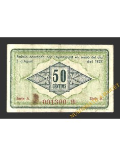 VIMBODÍ (Tarragona) 50 cèntims 8 d'agost del 1937 2
