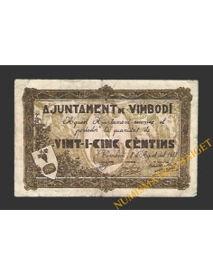VIMBODÍ (Tarragona) 25 cèntims 8 d'agost del 1937
