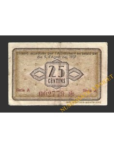 VIMBODÍ (Tarragona) 25 cèntims 8 d'agost del 1937 2