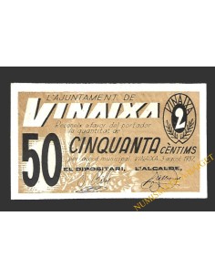VINAIXA (Lleida) 50 cèntims 3 d'agost del 1937