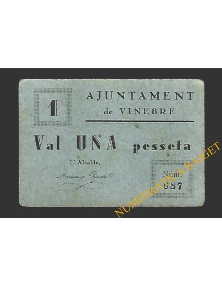 VINEBRE (Tarragona) 1 pesseta 1937