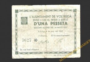 VOLTREGÀ (Barcelona) 1 pesseta 5 de juny del 1937
