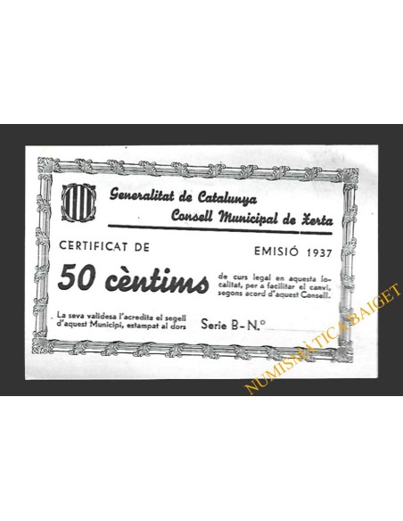 XERTA (Tarragona) 50 cèntims 1937